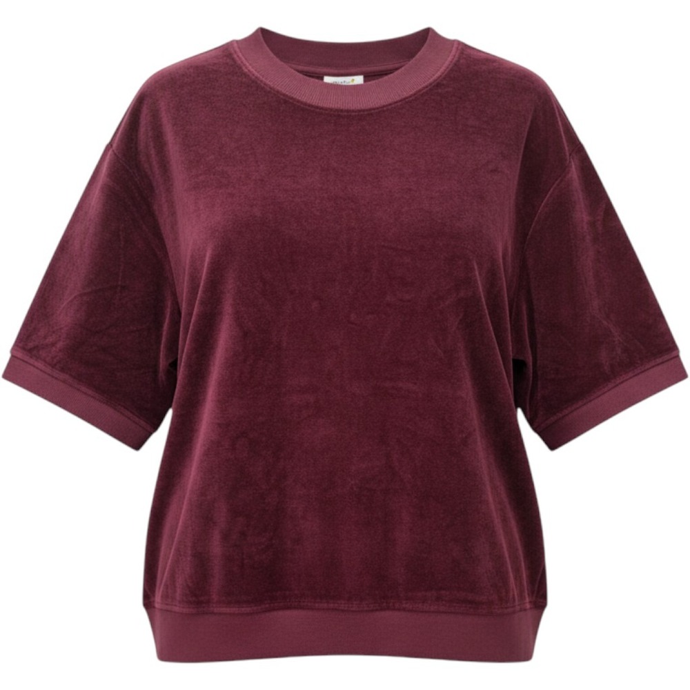 Pact Velour Sweatshirt Women XL Windsor Wine Short Sleeve Organic Cotton Autumn